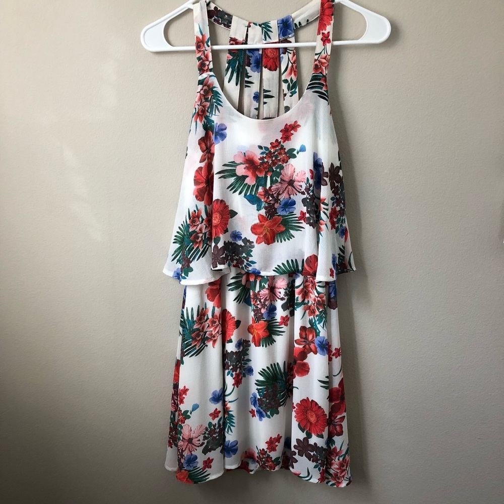 GUESS Brody Floral Overlay Dress